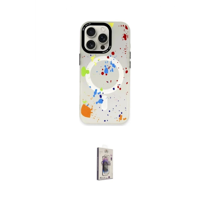 ieg™ iPhone 16 Pro Max Kılıf Kozmos Doku - Siyah Bilvis 3D Cam Ekran Koruyucu