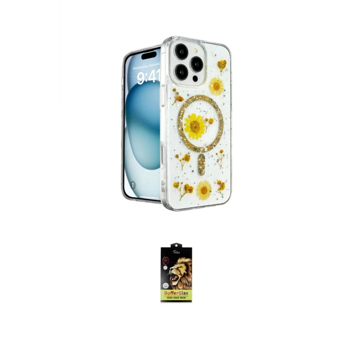 ieg™ iPhone 16 Pro Max Kılıf Kozmos Doku - Siyah Buffer Cam Ekran Koruyucu