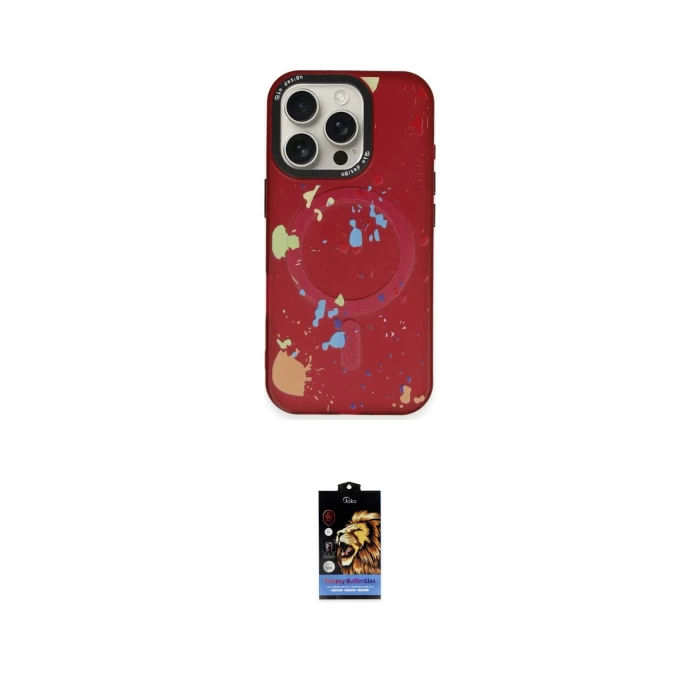 ieg™ iPhone 16 Pro Max Kılıf Kozmos Doku - Siyah Buffer Hayalet Cam Ekran Koruyucu