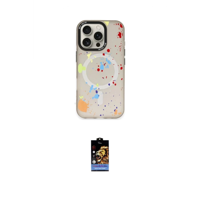 ieg™ iPhone 16 Pro Max Kılıf Kozmos Doku - Siyah Buffer Hayalet Cam Ekran Koruyucu