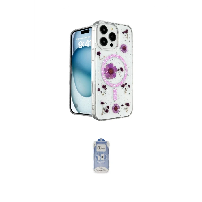 ieg™ iPhone 16 Pro Max Kılıf Kozmos Doku - Siyah Joko Magic 5D Cam