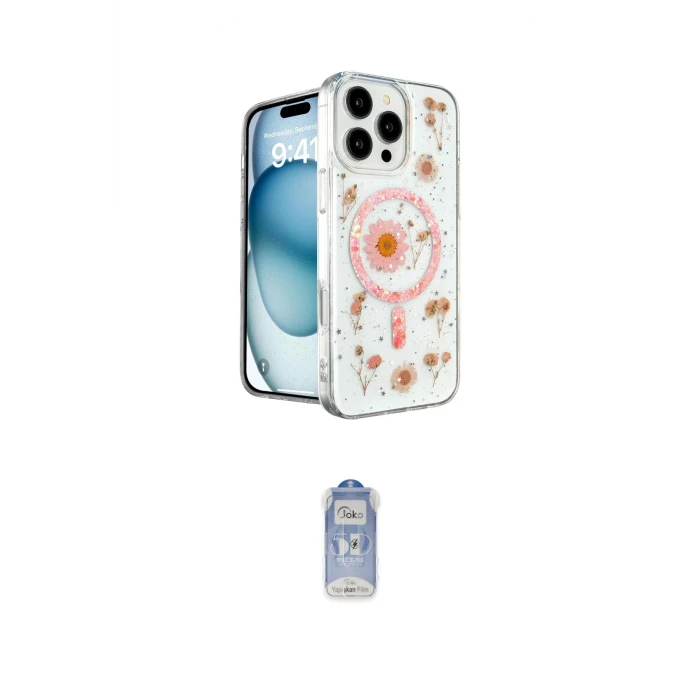 ieg™ iPhone 16 Pro Max Kılıf Kozmos Doku - Siyah Joko Magic 5D Cam