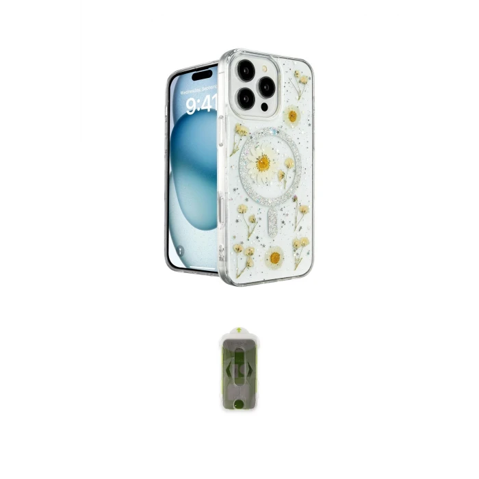 ieg™ iPhone 16 Pro Max Kılıf Kozmos Doku - Siyah Joko Magic 5D Hayalet Cam