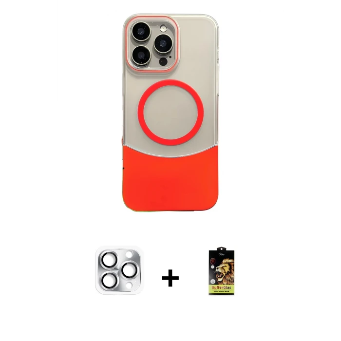 ieg™ iPhone 16 Pro Max Kılıf Kozmos Form Özel Seri - Siyah Buffer Cam Ekran Koruyucu + Pers Alüminyum Kamera Lens - GS