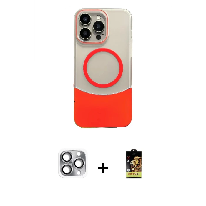 ieg™ iPhone 16 Pro Max Kılıf Kozmos Form Özel Seri - Siyah Buffer Cam Ekran Koruyucu + Pers Alüminyum Kamera Lens - GI