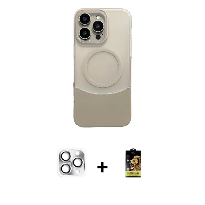 ieg™ iPhone 16 Pro Max Kılıf Kozmos Form Özel Seri - Siyah Buffer Cam Ekran Koruyucu + Pers Alüminyum Kamera Lens - GS