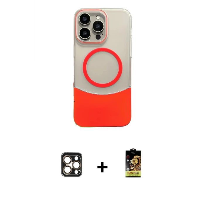 ieg™ iPhone 16 Pro Max Kılıf Kozmos Form Özel Seri - Siyah Buffer Cam Ekran Koruyucu + PVD Metal Kamera Lens - GD
