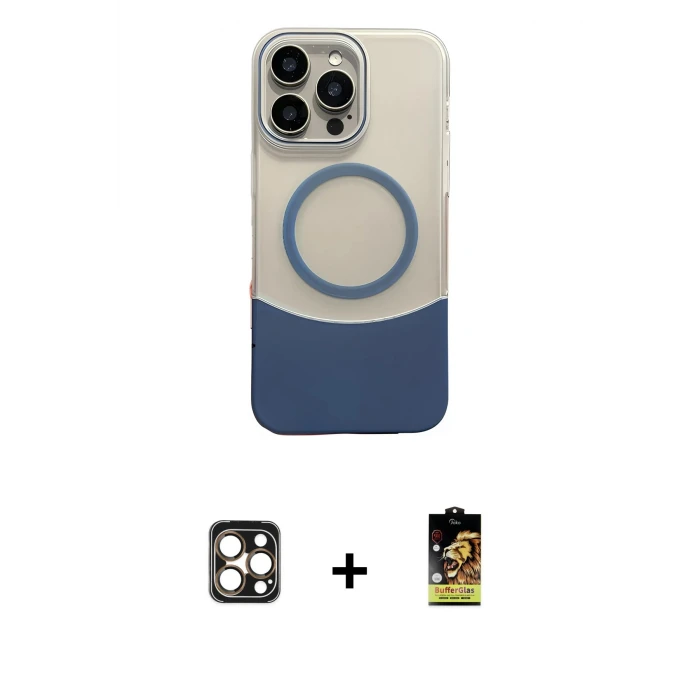 ieg™ iPhone 16 Pro Max Kılıf Kozmos Form Özel Seri - Siyah Buffer Cam Ekran Koruyucu + PVD Metal Kamera Lens - GD