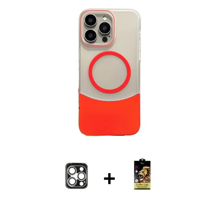 ieg™ iPhone 16 Pro Max Kılıf Kozmos Form Özel Seri - Siyah Buffer Cam Ekran Koruyucu + PVD Metal Kamera Lens - GS
