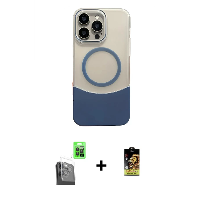 ieg™ iPhone 16 Pro Max Kılıf Kozmos Form Özel Seri - Siyah Buffer Cam Ekran Koruyucu + Siyah Raze Metal Kamera Lens