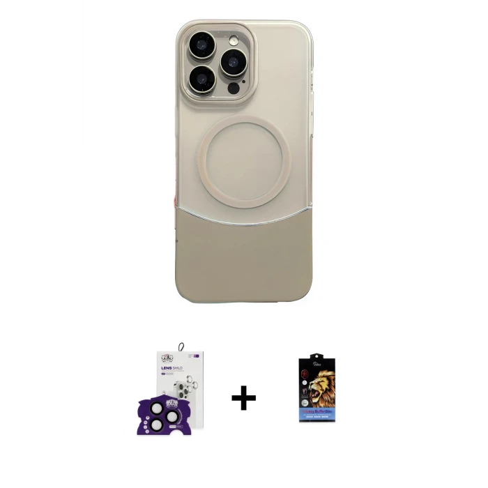 ieg™ iPhone 16 Pro Max Kılıf Kozmos Form Özel Seri - Siyah Buffer Hayalet Cam Ekran Koruyucu + Bilvis Titan Kamera Lens - SH