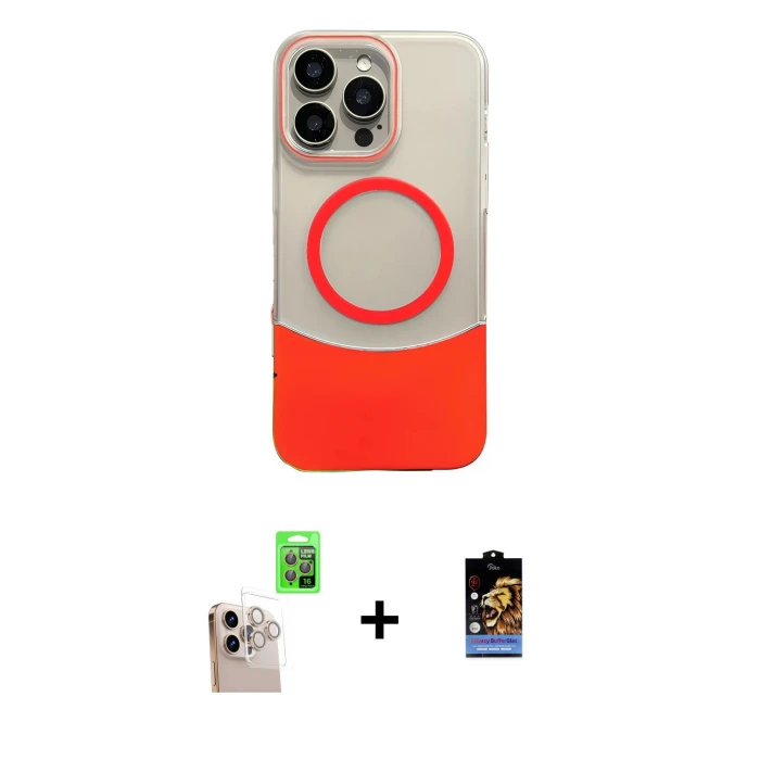 ieg™ iPhone 16 Pro Max Kılıf Kozmos Form Özel Seri - Siyah Buffer Hayalet Cam Ekran Koruyucu + Natural Grey Raze Metal Kamera Lens