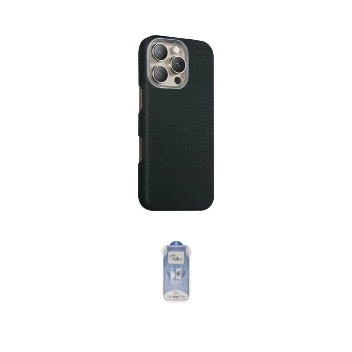 ieg™ iPhone 16 Pro Max Kılıf Kozmos Klasik Prime - Siyah Joko Magic 5D Cam