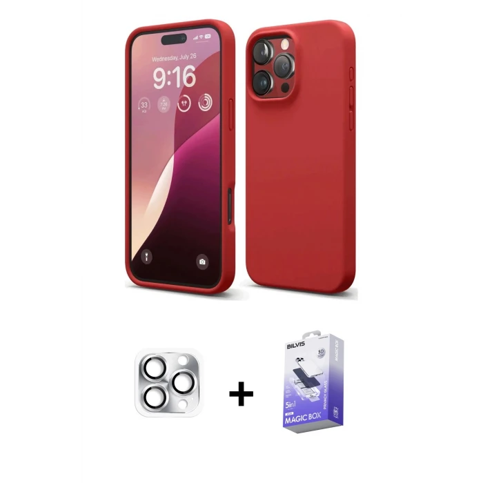 ieg™ iPhone 16 Pro Max Kılıf Kozmos Yansıma Özel Seri - Siyah Bilvis 5in1 5D Magic Hayalet Cam Ekran Koruyucu + Pers Alüminyum Kamera Lens - GS