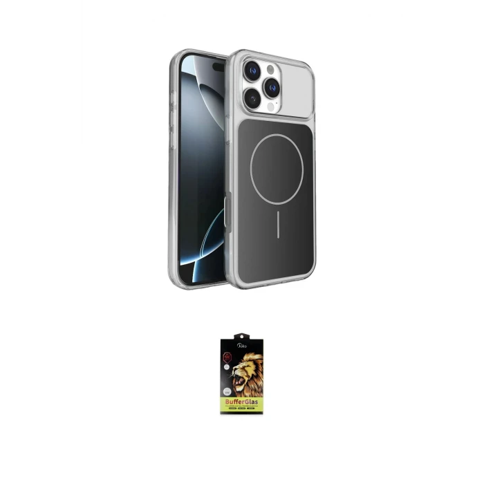 ieg™ iPhone 16 Pro Max Kılıf Kutup Doku Serisi - Siyah Buffer Cam Ekran Koruyucu