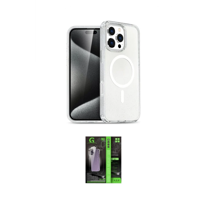 ieg™ iPhone 16 Pro Max Kılıf Nova Asil Prime - Şeffaf 360 Full Body Arka Koruyucu