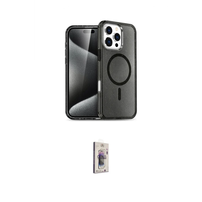 ieg™ iPhone 16 Pro Max Kılıf Nova Asil Prime - Siyah Bilvis 3D Cam Ekran Koruyucu