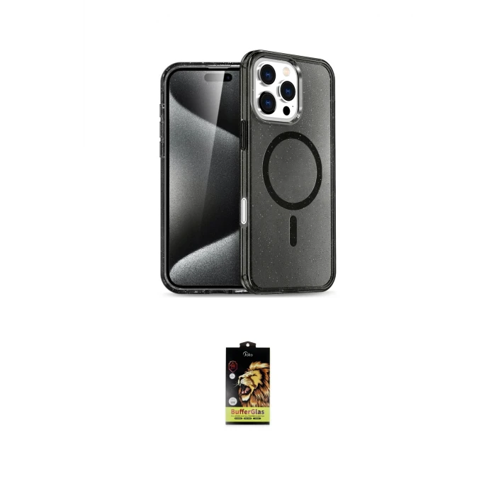 ieg™ iPhone 16 Pro Max Kılıf Nova Asil Prime - Siyah Buffer Cam Ekran Koruyucu