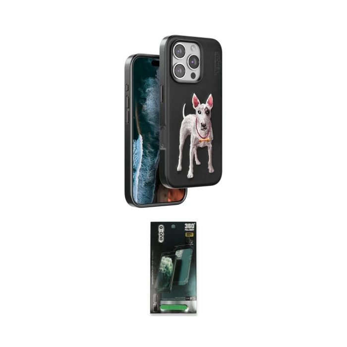 ieg™ iPhone 16 Pro Max Kılıf Nova Form Koleksiyonu - Siyah 360 Mat Full Body Arka Koruyucu