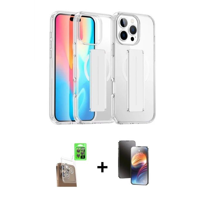 ieg™ iPhone 16 Pro Max Kılıf Nova Işık Koleksiyonu - Siyah 3D Antistatik Mat Seramik Nano Ekran Koruyucu + Raze Metal Kamera Lens - CLTM