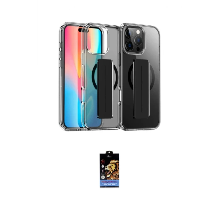 ieg™ iPhone 16 Pro Max Kılıf Nova Işık Koleksiyonu - Siyah Buffer Hayalet Cam Ekran Koruyucu