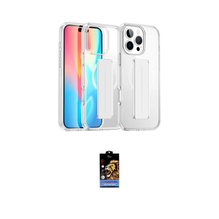 ieg™ iPhone 16 Pro Max Kılıf Nova Işık Koleksiyonu - Siyah Buffer Hayalet Cam Ekran Koruyucu