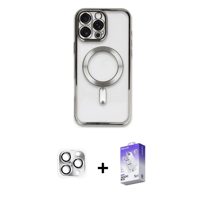 ieg™ iPhone 16 Pro Max Kılıf Nova Işık Özel Seri - Siyah Bilvis 5in1 3D Magic Cam Ekran Koruyucu + Pers Alüminyum Kamera Lens - GS
