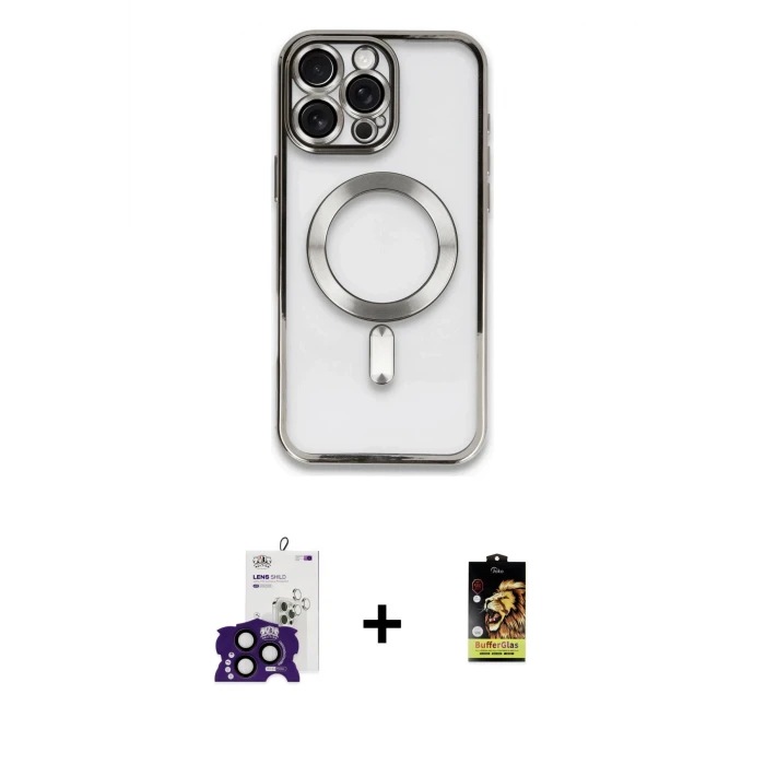 ieg™ iPhone 16 Pro Max Kılıf Nova Işık Özel Seri - Siyah Buffer Cam Ekran Koruyucu + Bilvis Titan Kamera Lens - SH