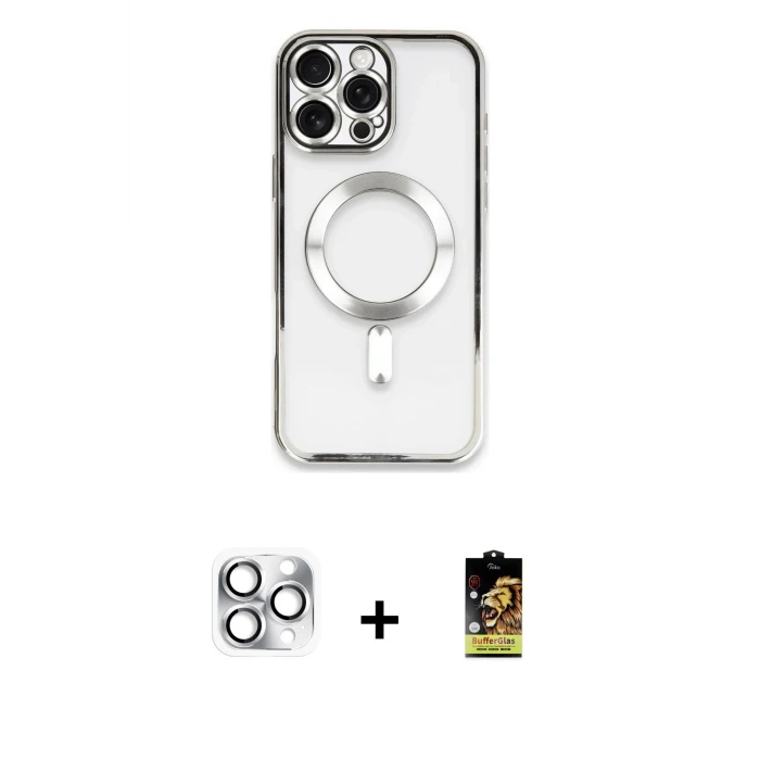 ieg™ iPhone 16 Pro Max Kılıf Nova Işık Özel Seri - Siyah Buffer Cam Ekran Koruyucu + Pers Alüminyum Kamera Lens - GS