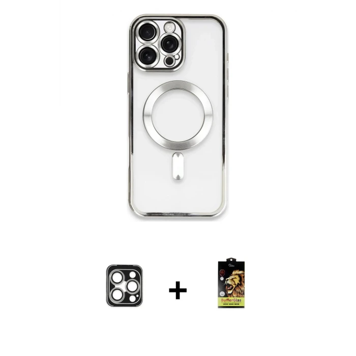 ieg™ iPhone 16 Pro Max Kılıf Nova Işık Özel Seri - Siyah Buffer Cam Ekran Koruyucu + PVD Metal Kamera Lens - GS