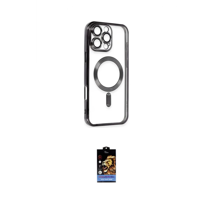 ieg™ iPhone 16 Pro Max Kılıf Nova Işık Özel Seri - Siyah Buffer Hayalet Cam Ekran Koruyucu