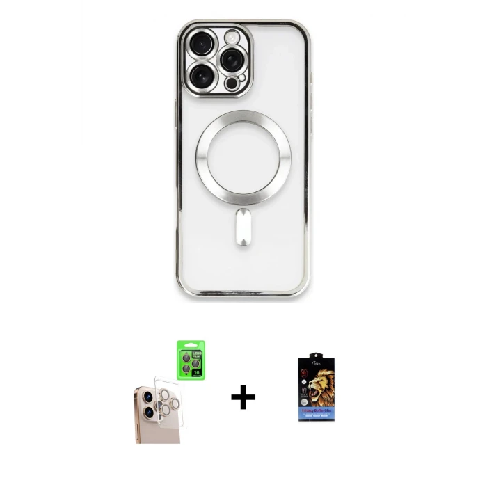 ieg™ iPhone 16 Pro Max Kılıf Nova Işık Özel Seri - Siyah Buffer Hayalet Cam Ekran Koruyucu + Natural Grey Raze Metal Kamera Lens