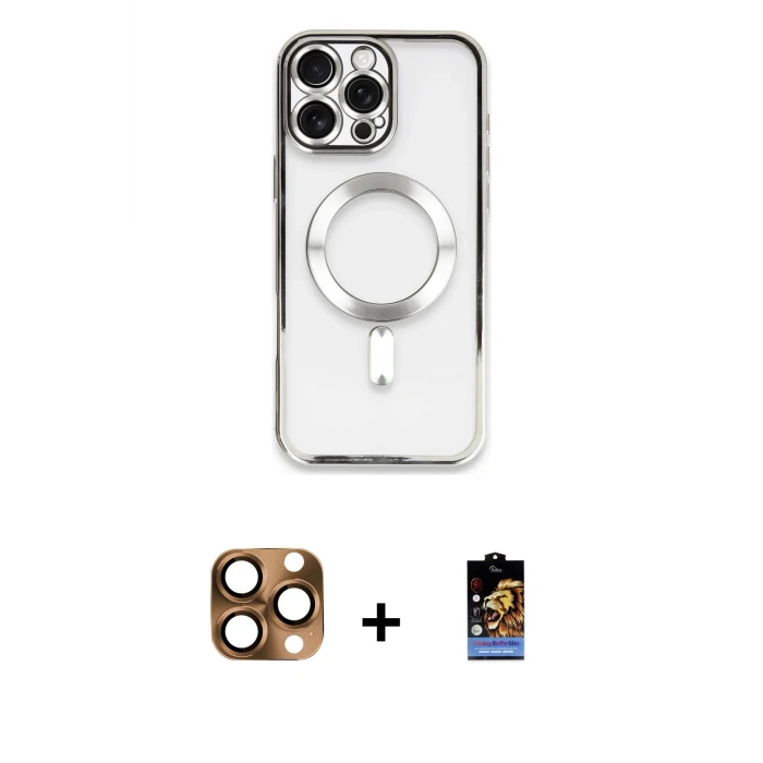 ieg™ iPhone 16 Pro Max Kılıf Nova Işık Özel Seri - Siyah Buffer Hayalet Cam Ekran Koruyucu + Pers Alüminyum Kamera Lens - CLTM