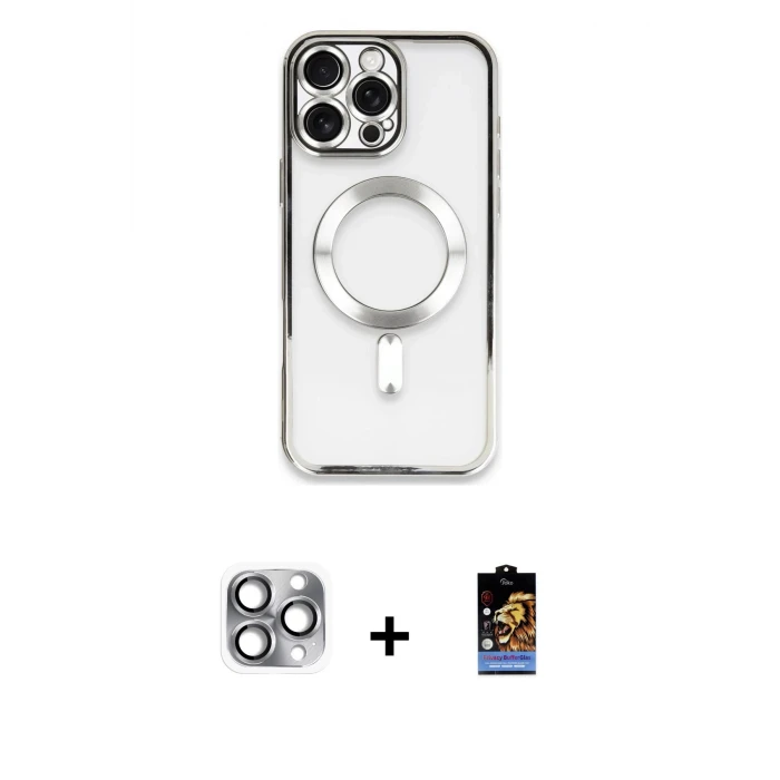 ieg™ iPhone 16 Pro Max Kılıf Nova Işık Özel Seri - Siyah Buffer Hayalet Cam Ekran Koruyucu + Pers Alüminyum Kamera Lens - GI