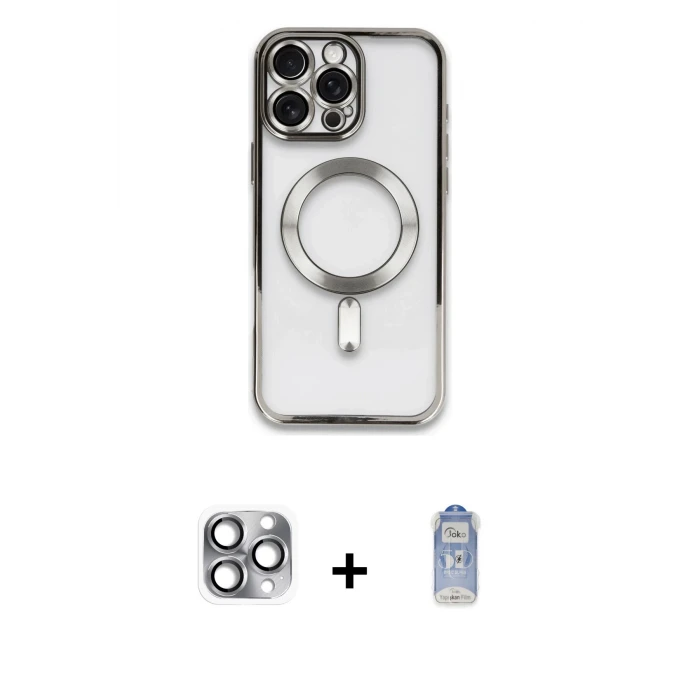 ieg™ iPhone 16 Pro Max Kılıf Nova Işık Özel Seri - Siyah Joko Magic 5D Cam + Pers Alüminyum Kamera Lens - GI