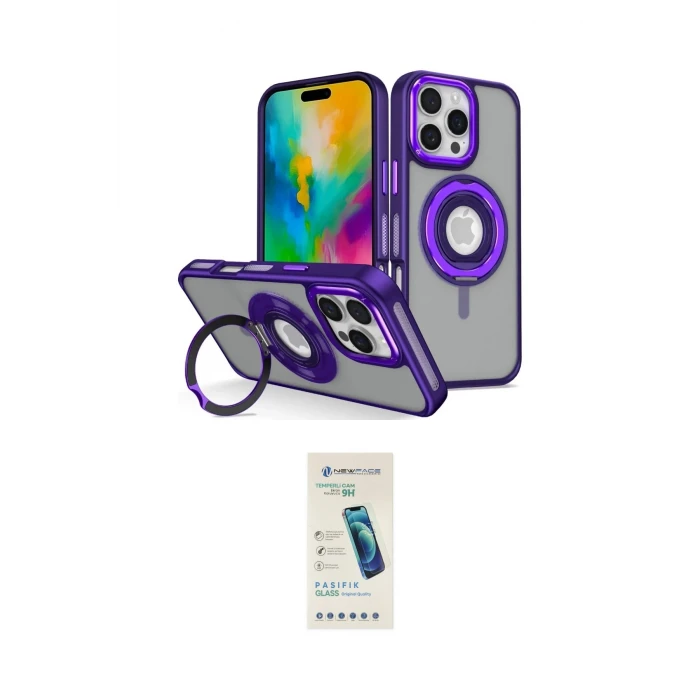 ieg™ iPhone 16 Pro Max Kılıf Nova Minimal Serisi - Şeffaf Pasifik Cam Ekran Koruyucu
