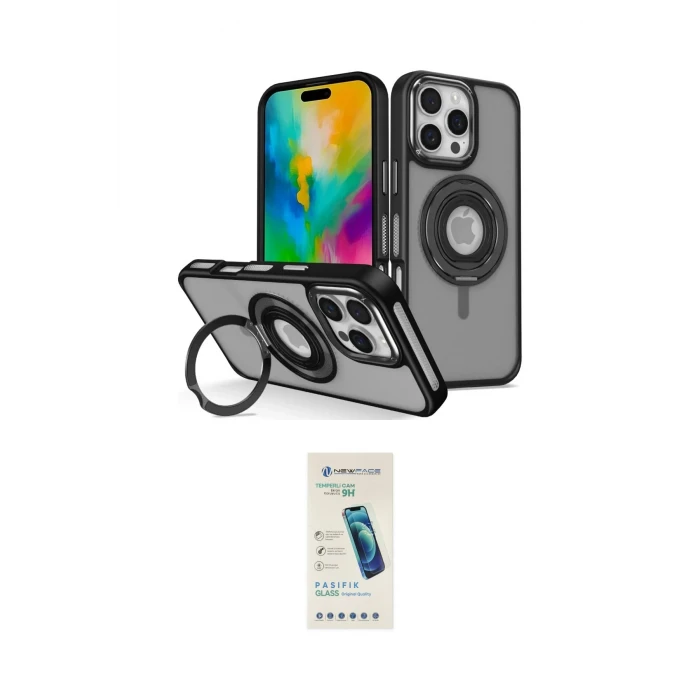 ieg™ iPhone 16 Pro Max Kılıf Nova Minimal Serisi - Şeffaf Pasifik Cam Ekran Koruyucu