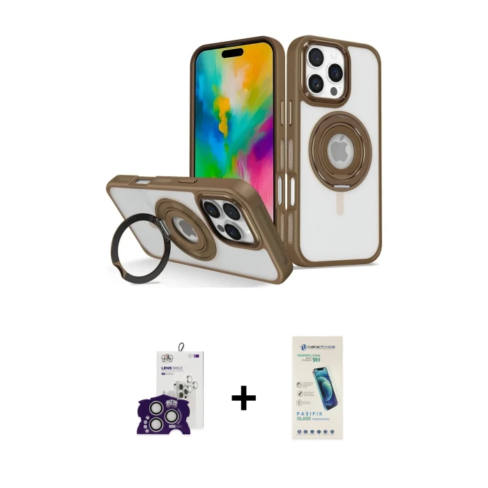 ieg™ iPhone 16 Pro Max Kılıf Nova Minimal Serisi - Şeffaf Pasifik Cam Ekran Koruyucu + Bilvis Titan Kamera Lens - GS