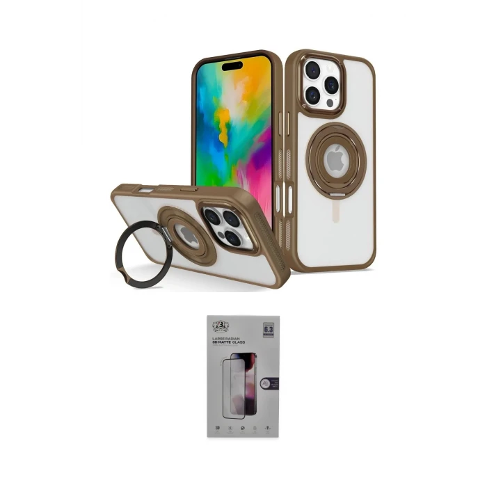 ieg™ iPhone 16 Pro Max Kılıf Nova Minimal Serisi - Siyah Bilvis 3D Mat Cam Ekran Koruyucu