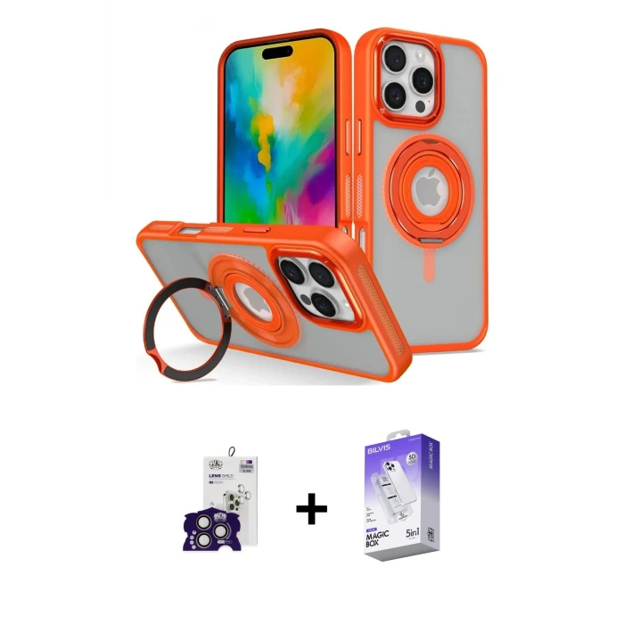 ieg™ iPhone 16 Pro Max Kılıf Nova Minimal Serisi - Siyah Bilvis 5in1 3D Magic Cam Ekran Koruyucu + Bilvis Titan Kamera Lens - TMGI