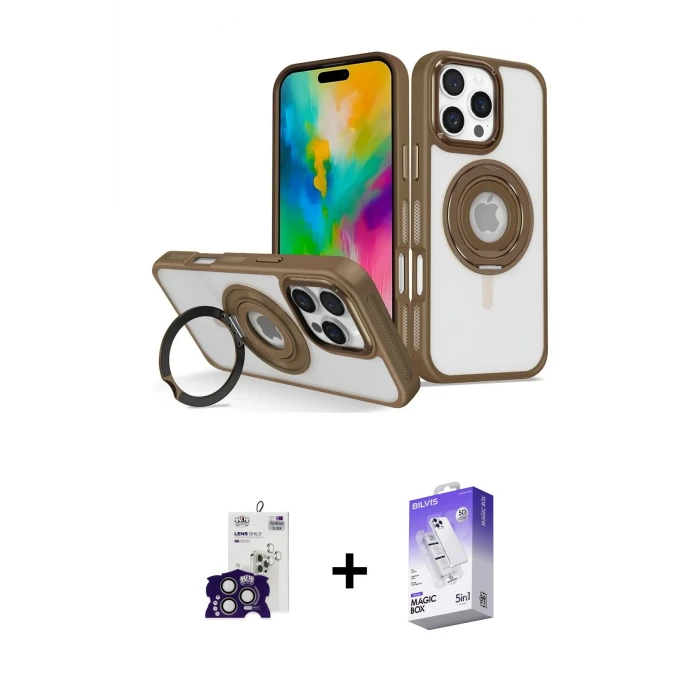 ieg™ iPhone 16 Pro Max Kılıf Nova Minimal Serisi - Siyah Bilvis 5in1 3D Magic Cam Ekran Koruyucu + Bilvis Titan Kamera Lens - TMGI
