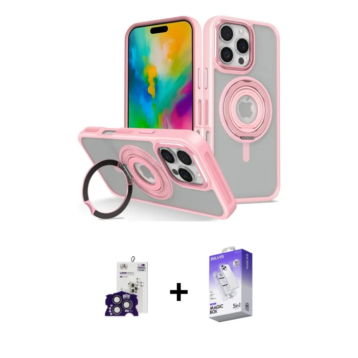 ieg™ iPhone 16 Pro Max Kılıf Nova Minimal Serisi - Siyah Bilvis 5in1 3D Magic Cam Ekran Koruyucu + Bilvis Titan Kamera Lens - TMGI