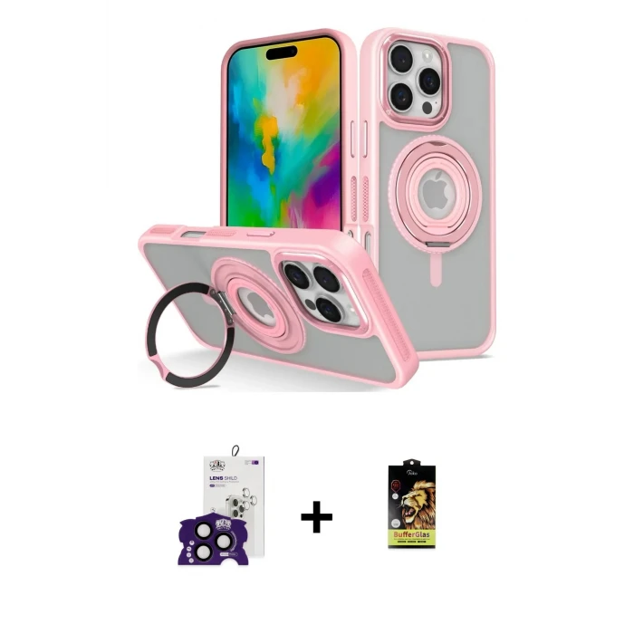 ieg™ iPhone 16 Pro Max Kılıf Nova Minimal Serisi - Siyah Buffer Cam Ekran Koruyucu + Bilvis Titan Kamera Lens - SH