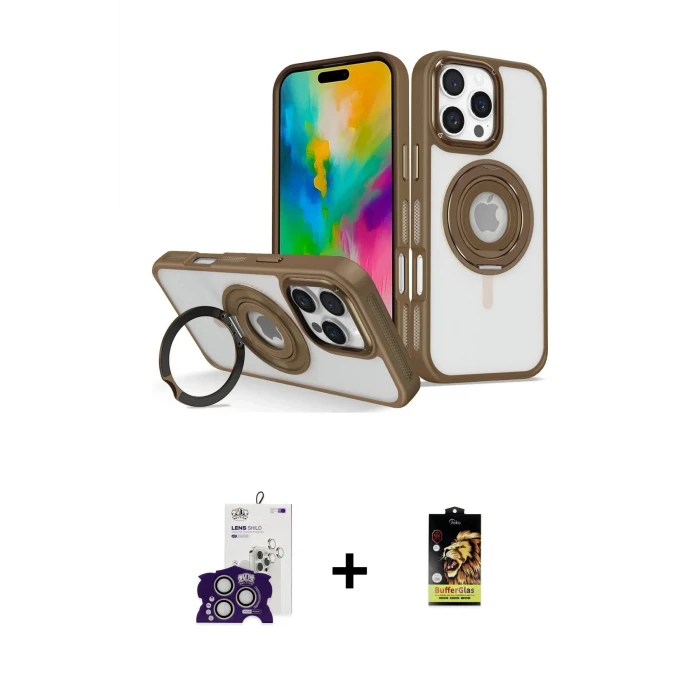 ieg™ iPhone 16 Pro Max Kılıf Nova Minimal Serisi - Siyah Buffer Cam Ekran Koruyucu + Bilvis Titan Kamera Lens - GS