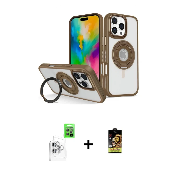 ieg™ iPhone 16 Pro Max Kılıf Nova Minimal Serisi - Siyah Buffer Cam Ekran Koruyucu + Raze Metal Kamera Lens - BZ