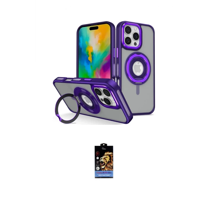 ieg™ iPhone 16 Pro Max Kılıf Nova Minimal Serisi - Siyah Buffer Hayalet Cam Ekran Koruyucu