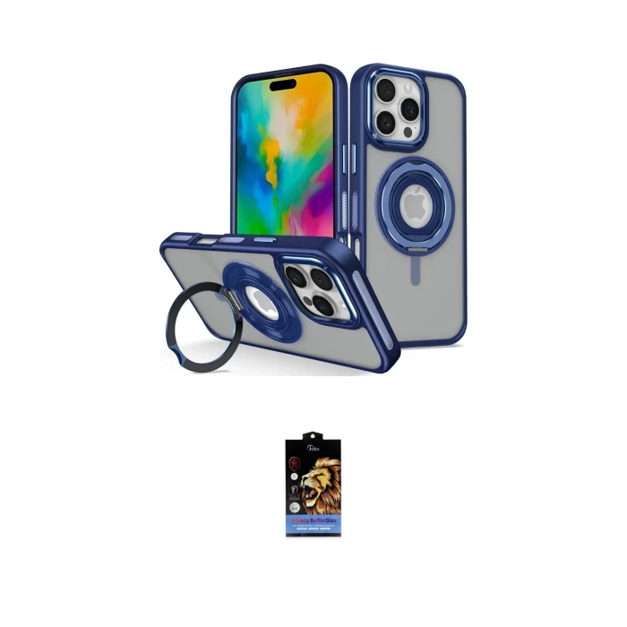 ieg™ iPhone 16 Pro Max Kılıf Nova Minimal Serisi - Siyah Buffer Hayalet Cam Ekran Koruyucu