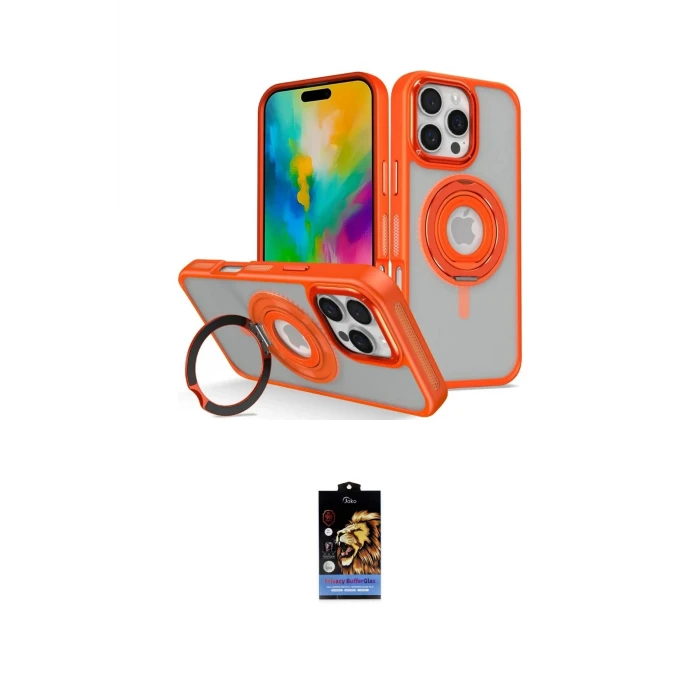 ieg™ iPhone 16 Pro Max Kılıf Nova Minimal Serisi - Siyah Buffer Hayalet Cam Ekran Koruyucu