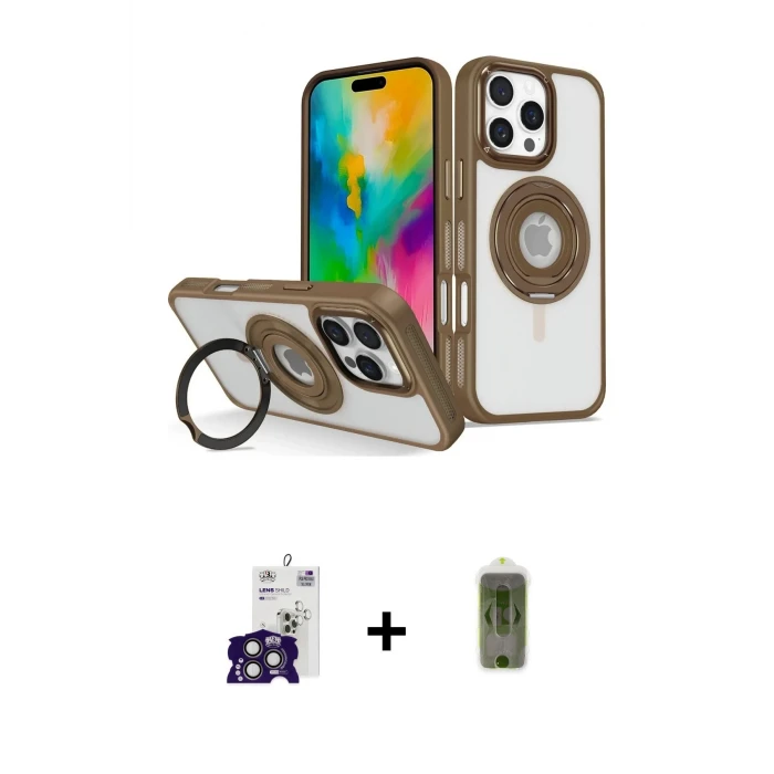 ieg™ iPhone 16 Pro Max Kılıf Nova Minimal Serisi - Siyah Joko Magic 5D Hayalet Cam + Bilvis Titan Kamera Lens - TMGI
