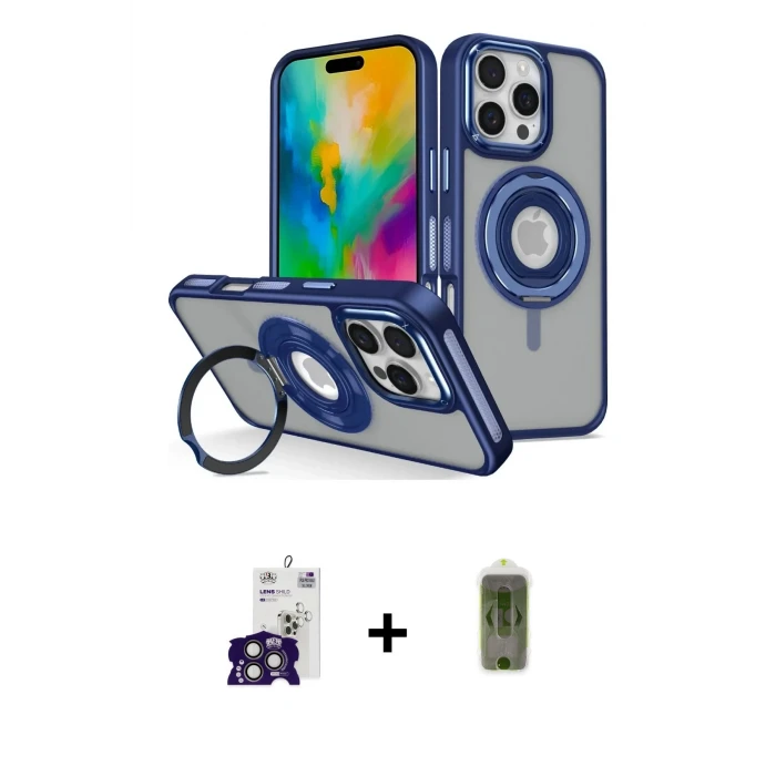 ieg™ iPhone 16 Pro Max Kılıf Nova Minimal Serisi - Siyah Joko Magic 5D Hayalet Cam + Bilvis Titan Kamera Lens - TMGI